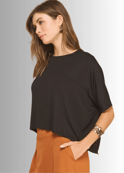 Sedona Lightweight Cropped Length Top - Black
