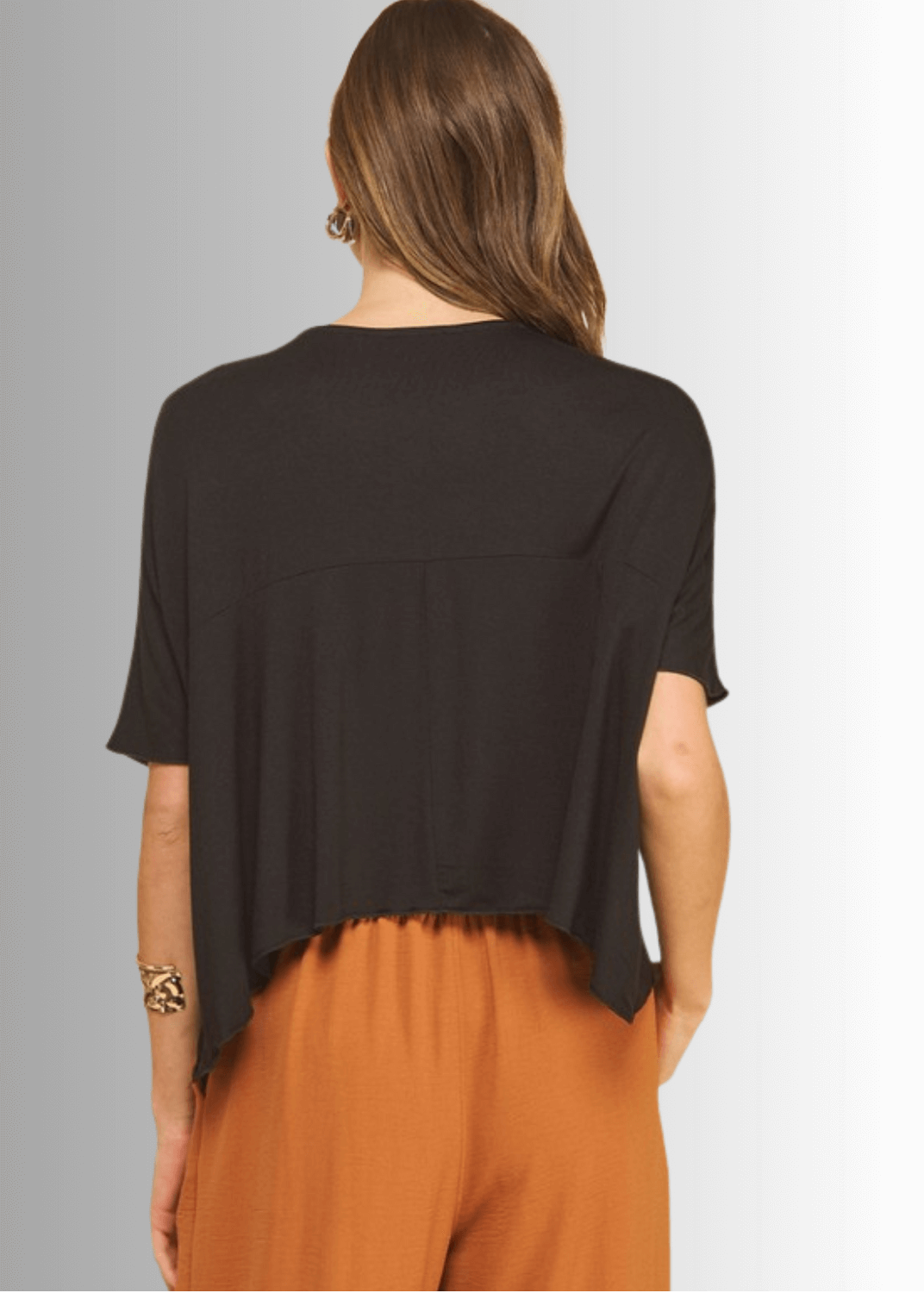 Sedona Lightweight Cropped Length Top - Black