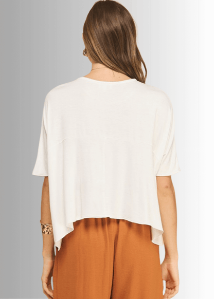 Sedona Lightweight Cropped Length Top - Off White