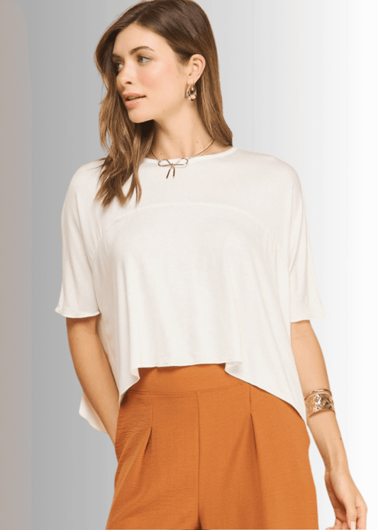Sedona Lightweight Cropped Length Top - Off White