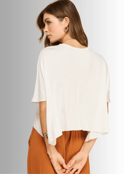 Sedona Lightweight Cropped Length Top - Off White