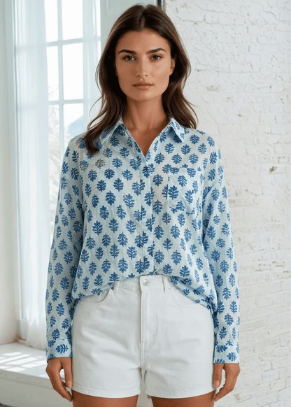 Indigo Bloom Vintage Top