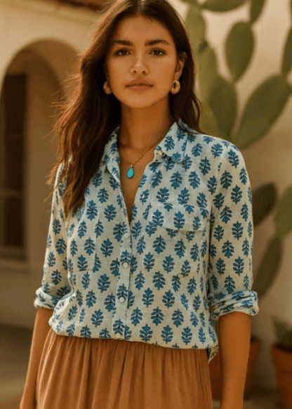 Indigo Bloom Vintage Top
