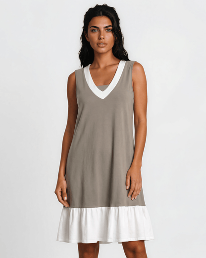 Newport Coast Organic Cotton Dress - Wet Weather Taupe