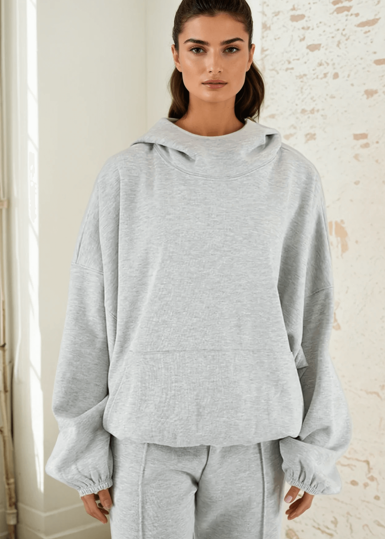 Juliana Puffy High Neck Heavy Fleece Hoodie
