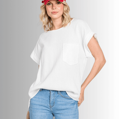 Julie Cotton Double Gauze Top Made in USA