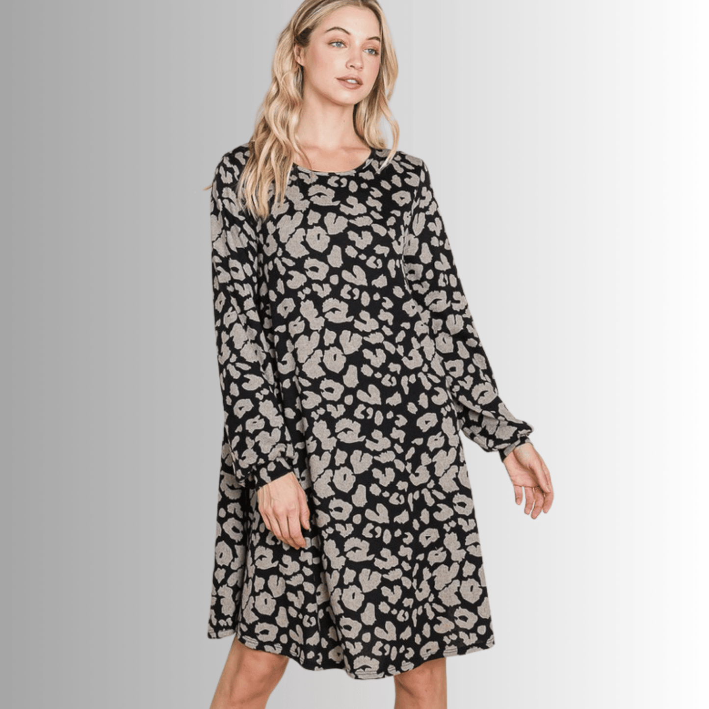 Cheetah Print Sweater Knit Dress- CLEARANCE FINAL SALE