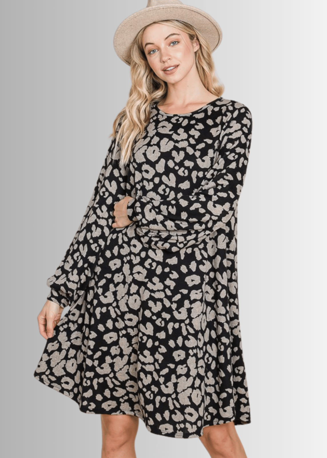 Cheetah Print Sweater Knit Dress- CLEARANCE FINAL SALE