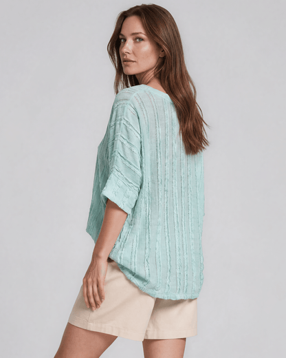 Laurel Textured Top - Aqua Blue