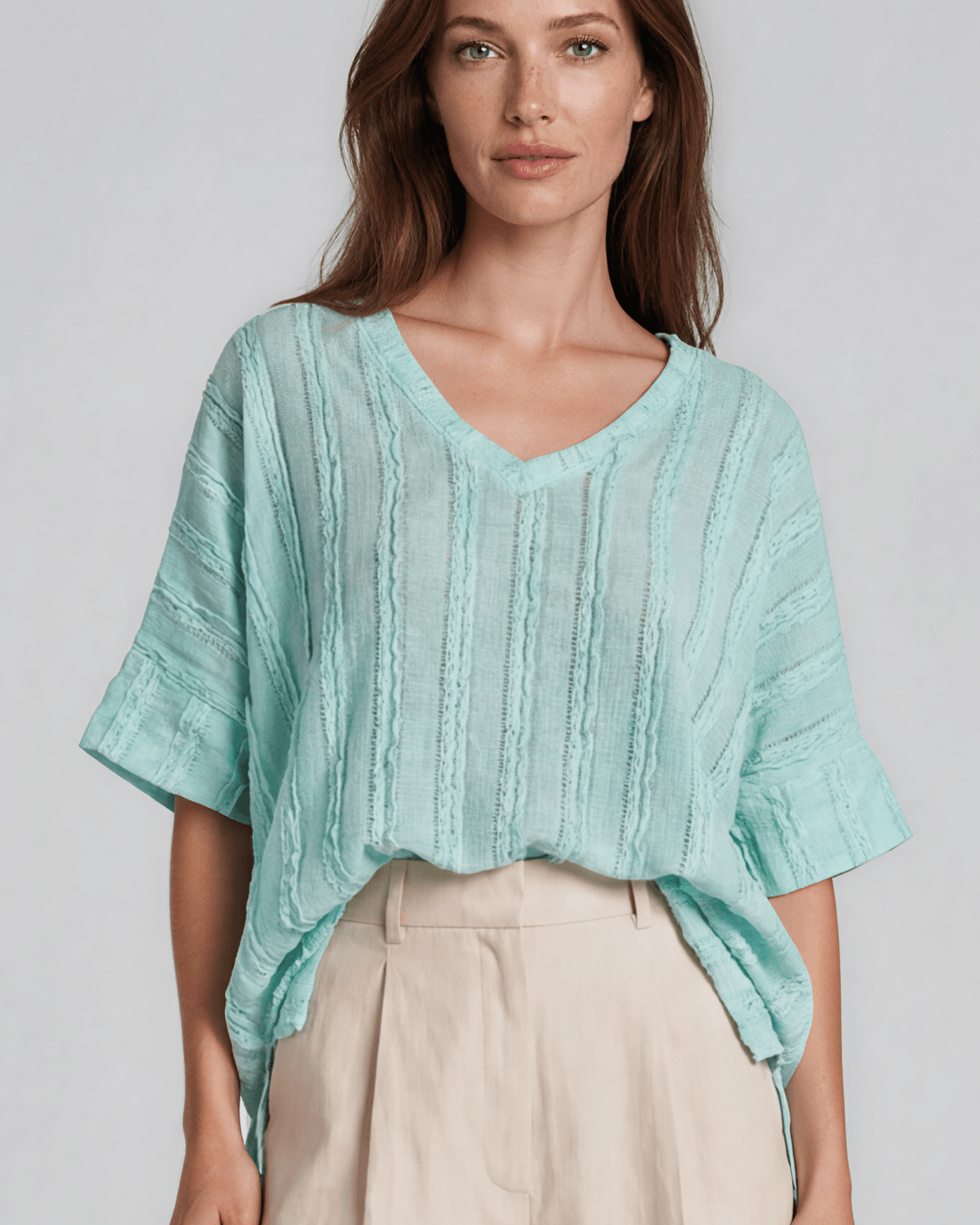 Laurel Textured Top - Aqua Blue