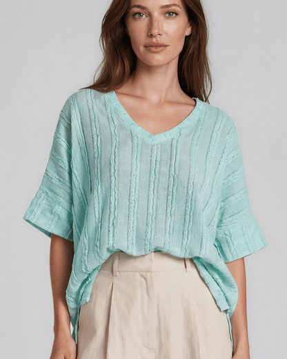 Laurel Textured Top - Aqua Blue