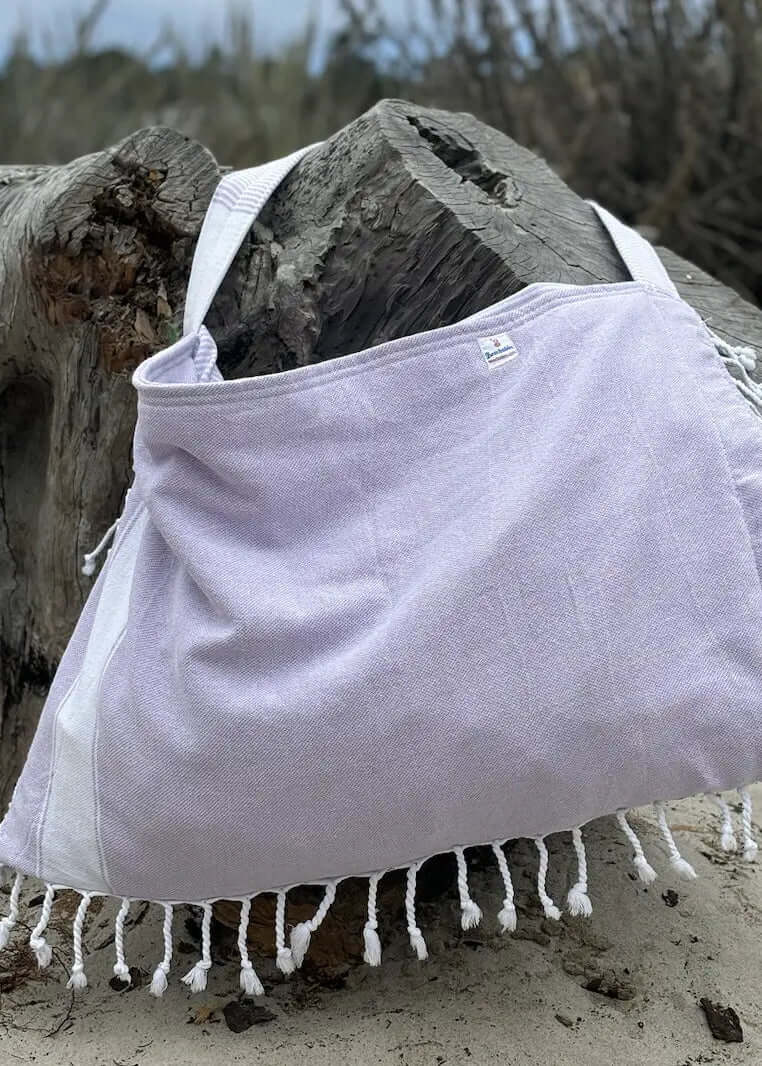 Solid 3‑in‑1 Turkish Cotton Beach Bag