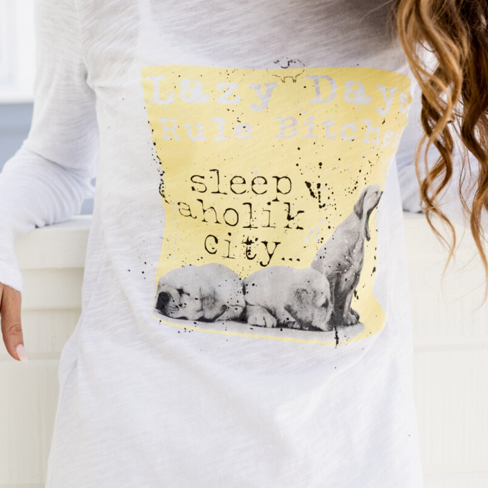 Sleepaholik Lazy Days Rule Long Sleeve - Clearance Final Sale