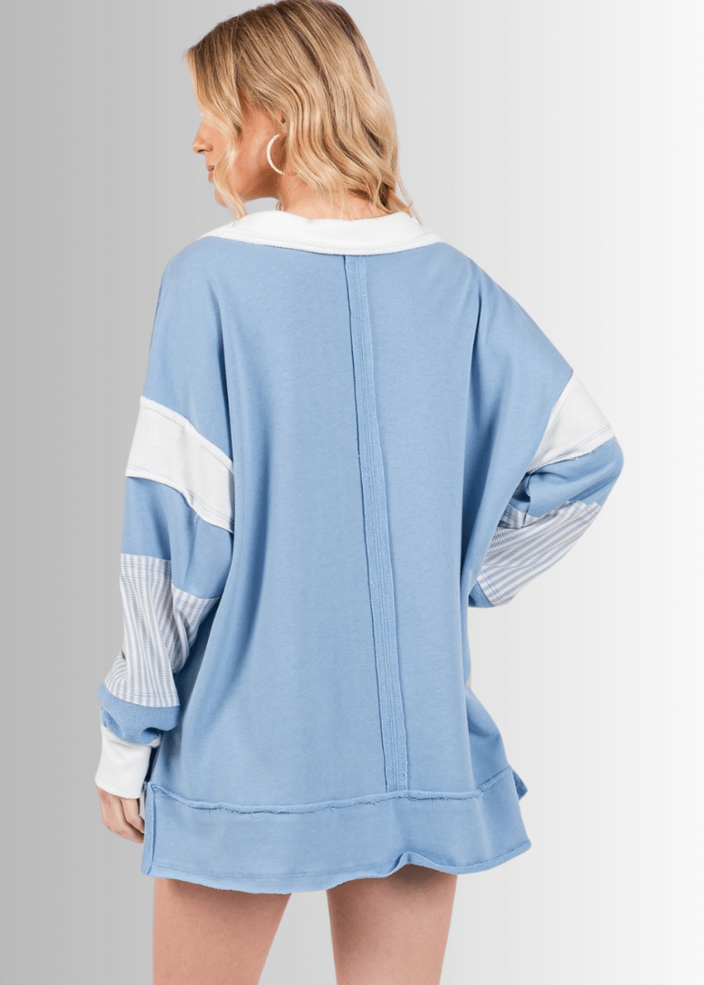 Casually Cool Oversized Color Block Sweatshirt - CLEARANCE FINAL SALE