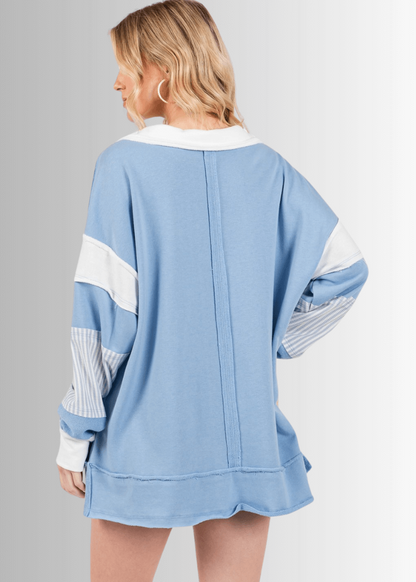 Casually Cool Oversized Color Block Sweatshirt - CLEARANCE FINAL SALE