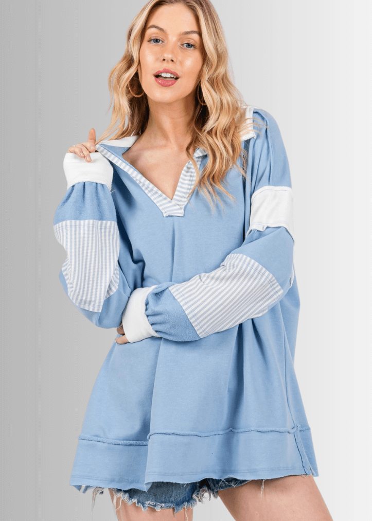 Casually Cool Oversized Color Block Sweatshirt - CLEARANCE FINAL SALE