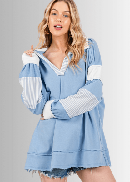 Casually Cool Oversized Color Block Sweatshirt - CLEARANCE FINAL SALE
