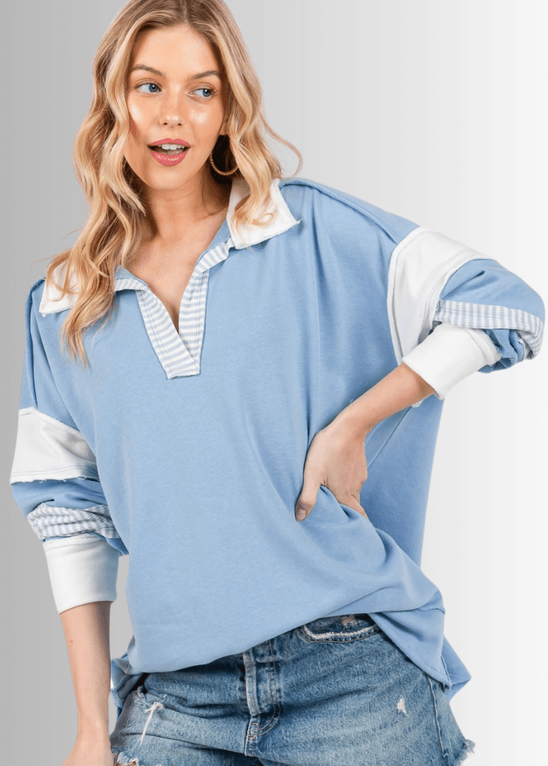 Casually Cool Oversized Color Block Sweatshirt - CLEARANCE FINAL SALE