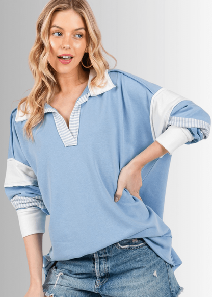 Casually Cool Oversized Color Block Sweatshirt - CLEARANCE FINAL SALE