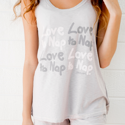Sleepaholik "Love to Nap" Lounge Tank Top - Clearance Final Sale