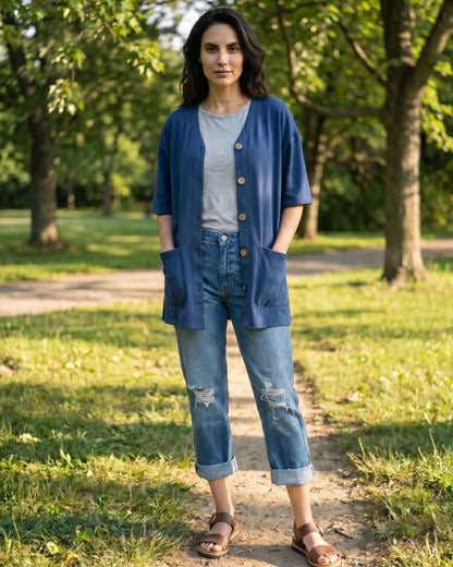 Mary K Farm Jacket | Organic USA Cotton | Navy