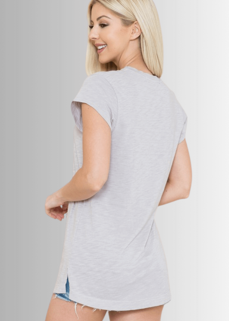 Meghan Tee with Geometric Flower Graphic