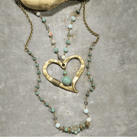 Melody Heart Pendant Statement Necklace Made in USA