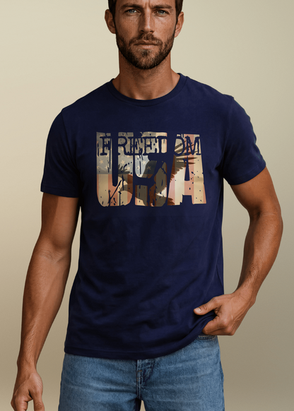 USA Eagle FREEDOM Patriotic Graphic T-Shirt Made in USA