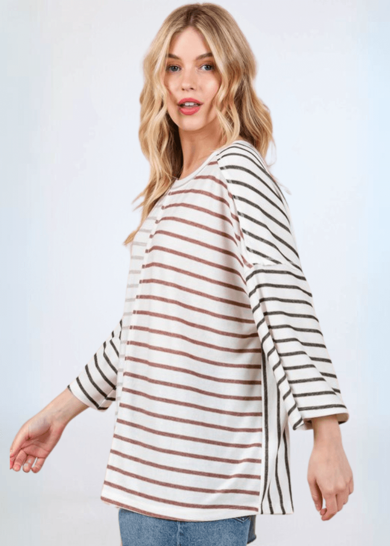 Color Block Stripes Top - CLEARANCE FINAL SALE