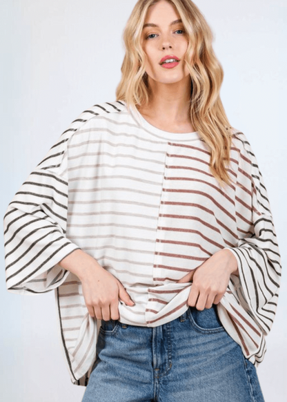 Color Block Stripes Top - CLEARANCE FINAL SALE