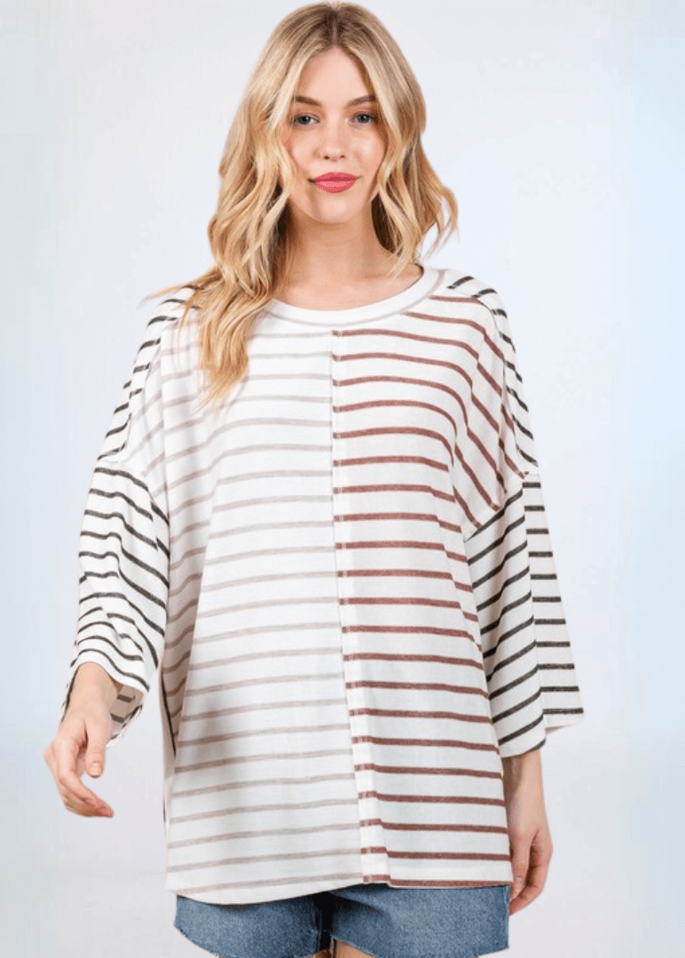 Color Block Stripes Top - CLEARANCE FINAL SALE