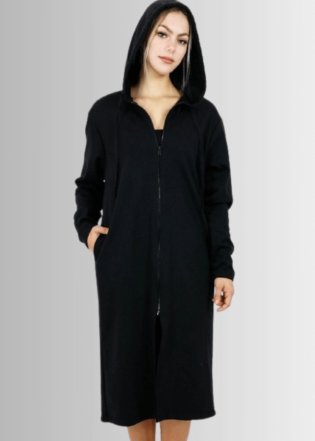 Nina Long Line Fleece Zip Front Jacket