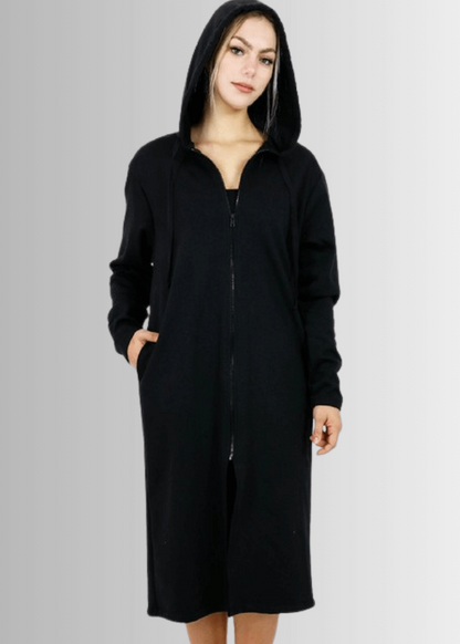 Nina Long Line Fleece Zip Front Jacket