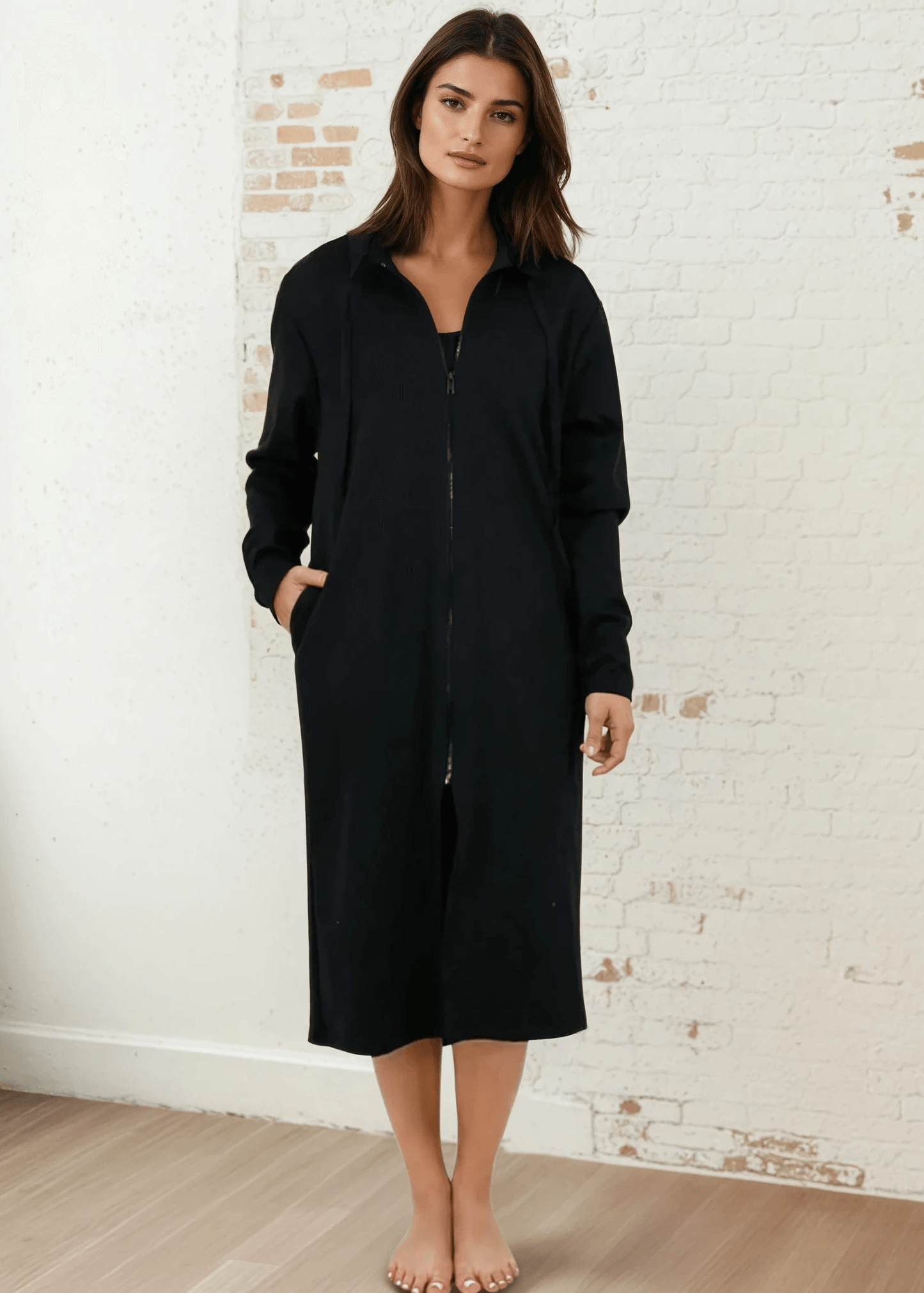 Nina Long Line Fleece Zip Front Jacket