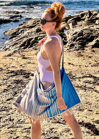 Striped 3 in 1 Turkish Cotton Beach Bag