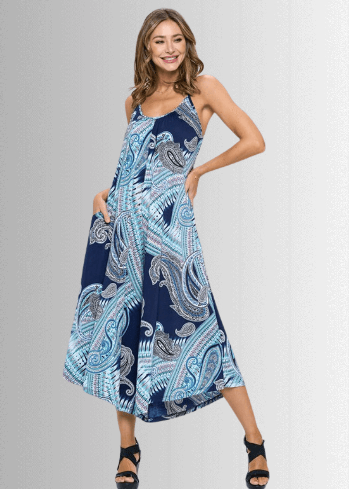 Blue Paisley Jumpsuit Romper CLEARANCE FINAL SALE
