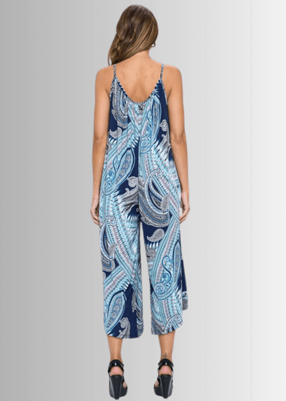 Blue Paisley Jumpsuit Romper CLEARANCE FINAL SALE