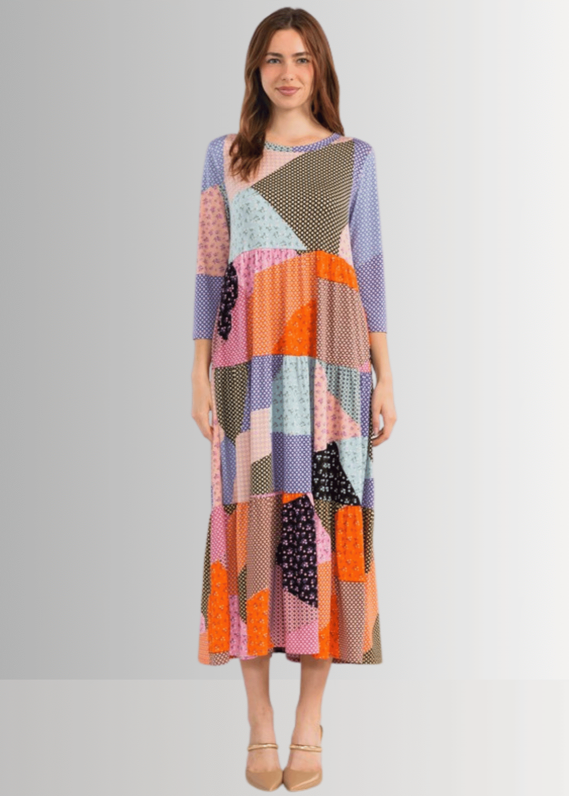 Patch Print Maxi Dress CLEARANCE FINAL SALE