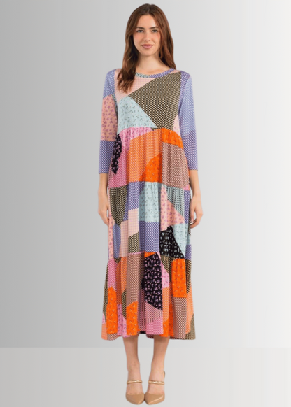 Patch Print Maxi Dress CLEARANCE FINAL SALE