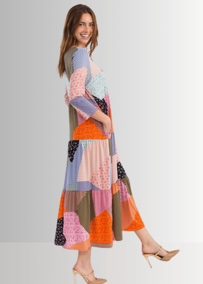 Patch Print Maxi Dress CLEARANCE FINAL SALE