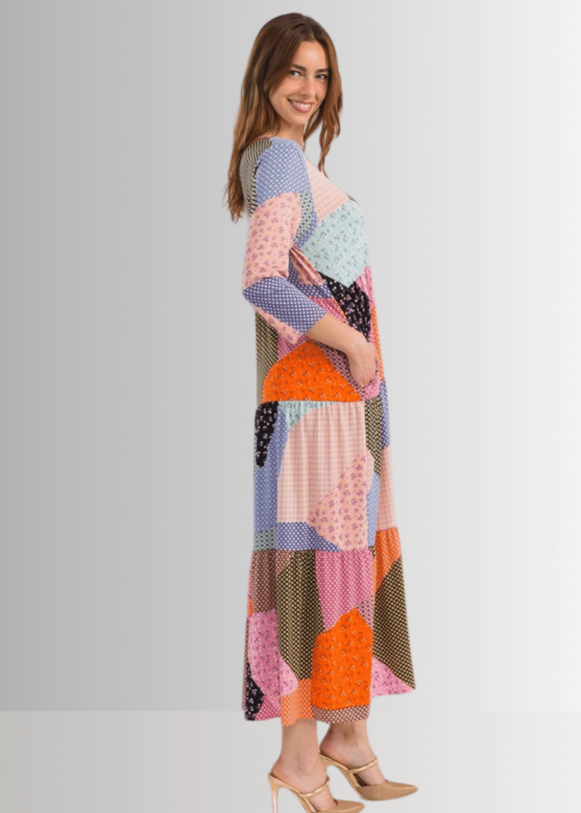Patch Print Maxi Dress CLEARANCE FINAL SALE