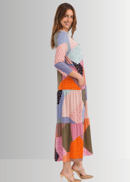 Patch Print Maxi Dress CLEARANCE FINAL SALE
