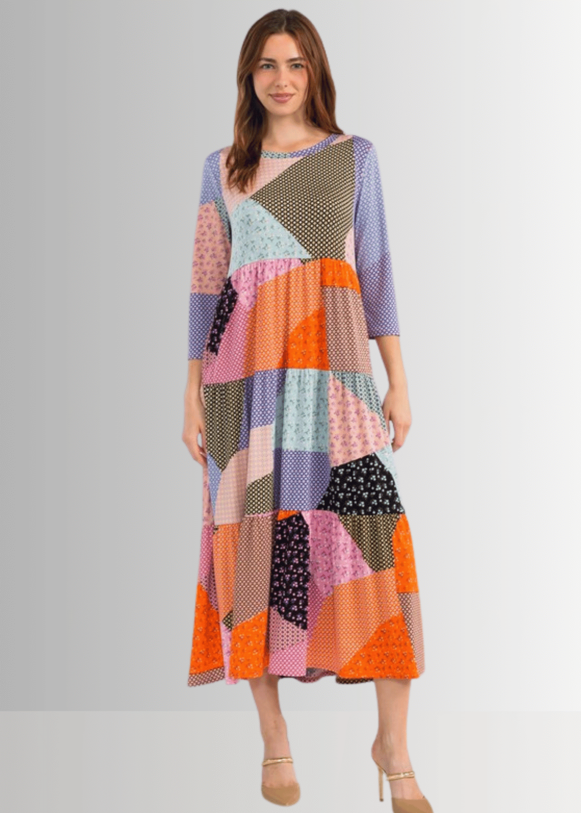 Patch Print Maxi Dress CLEARANCE FINAL SALE