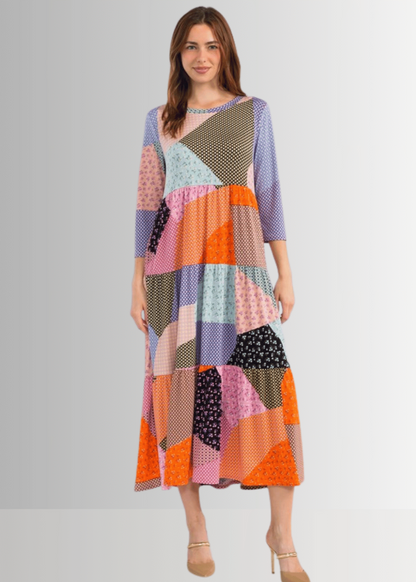Patch Print Maxi Dress CLEARANCE FINAL SALE