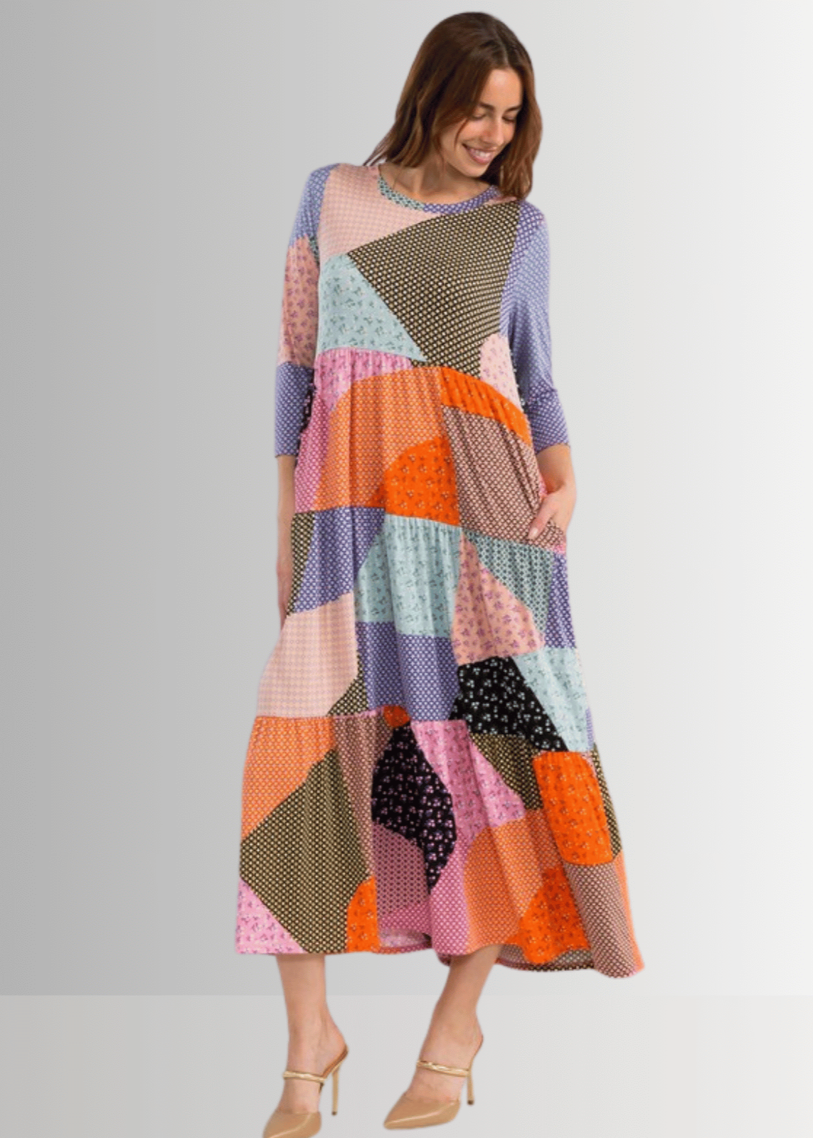 Patch Print Maxi Dress CLEARANCE FINAL SALE