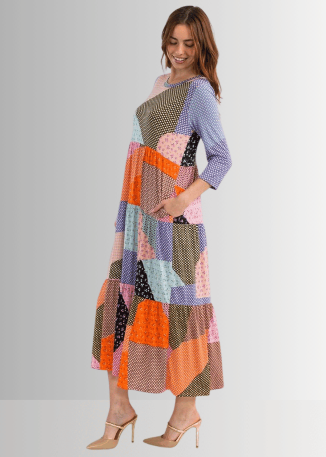 Patch Print Maxi Dress CLEARANCE FINAL SALE