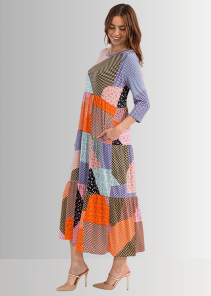 Patch Print Maxi Dress CLEARANCE FINAL SALE