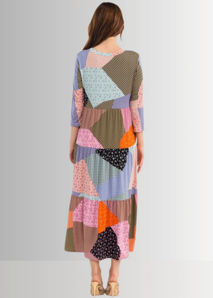 Patch Print Maxi Dress CLEARANCE FINAL SALE