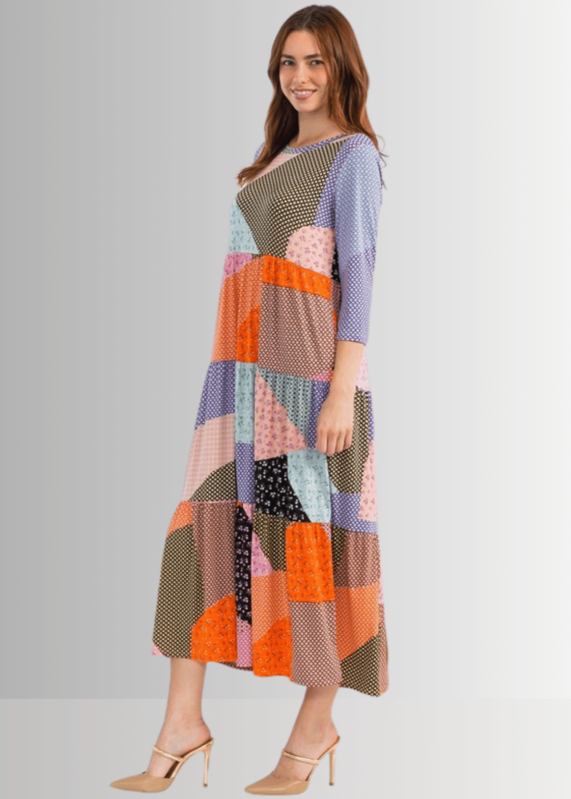 Patch Print Maxi Dress CLEARANCE FINAL SALE