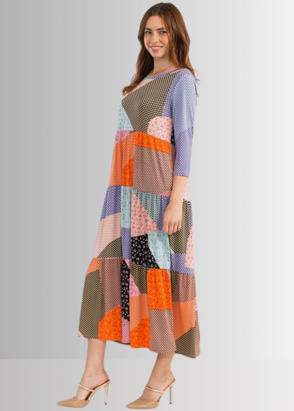 Patch Print Maxi Dress CLEARANCE FINAL SALE